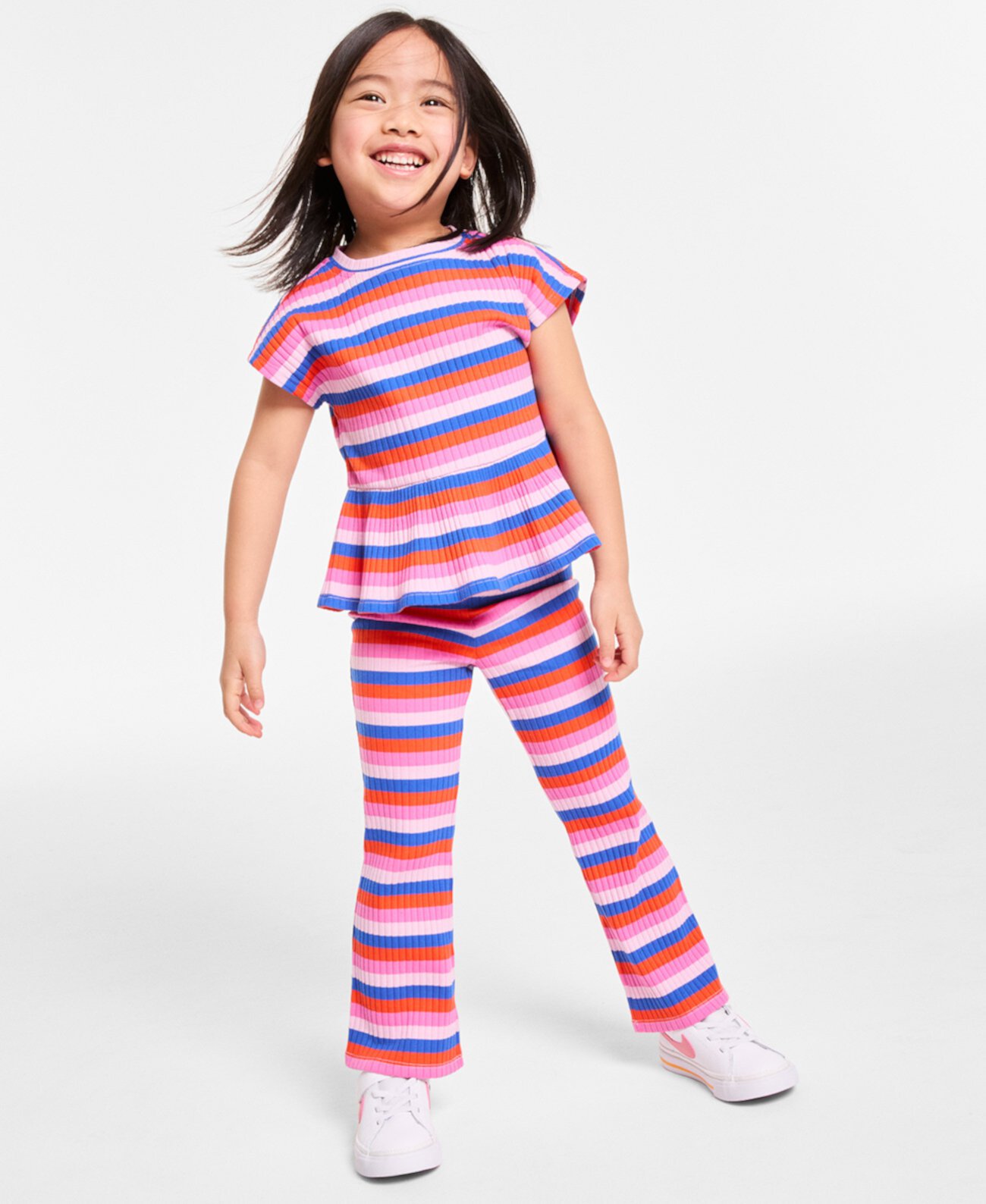 Toddler Girls 2-Pc. Stripe Ribbed-Knit Top & Flared Pants Set, Exclusively at Macy's Epic Threads