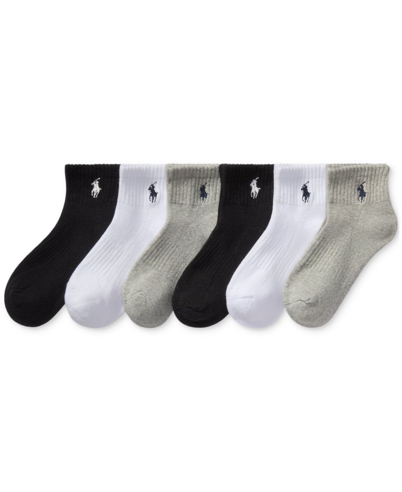 Toddler Boys Solid Quarter Crew Socks, 6-Pack Polo Ralph Lauren