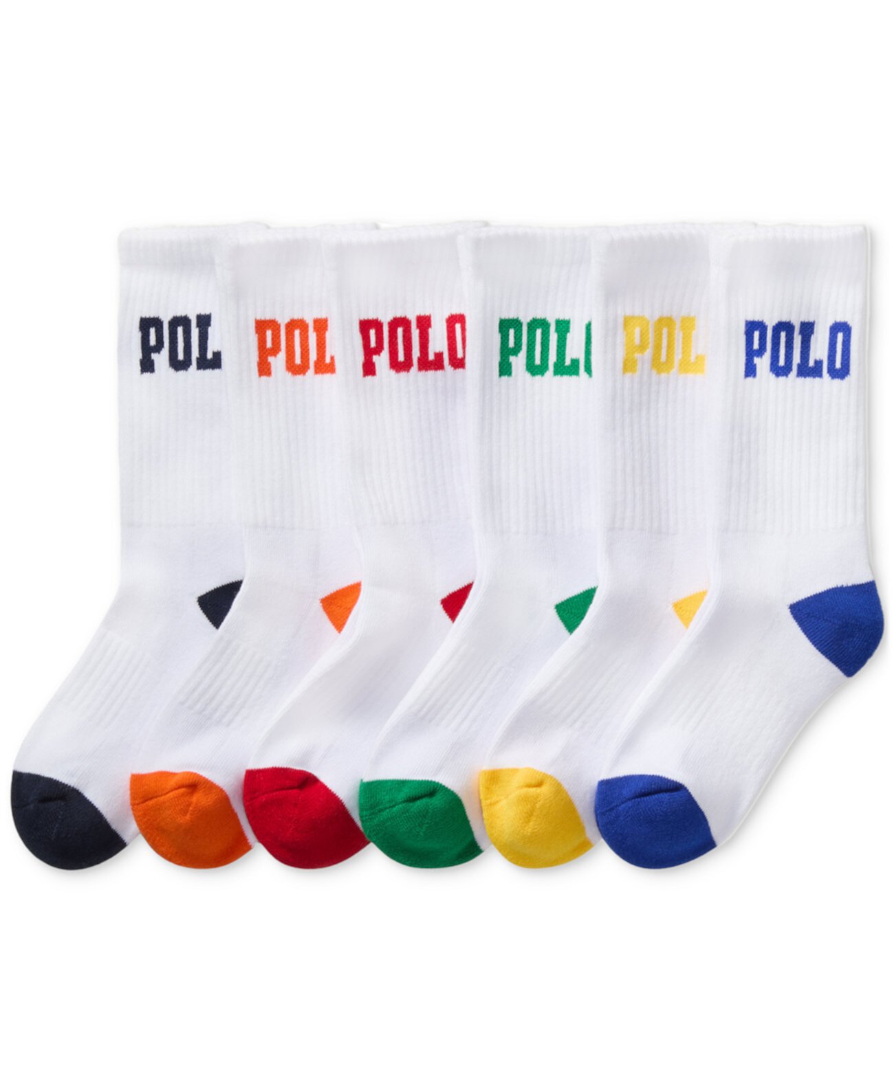 Toddler Boys Performance Polo Logo Cushioned Crew Socks, 6-Pack Polo Ralph Lauren