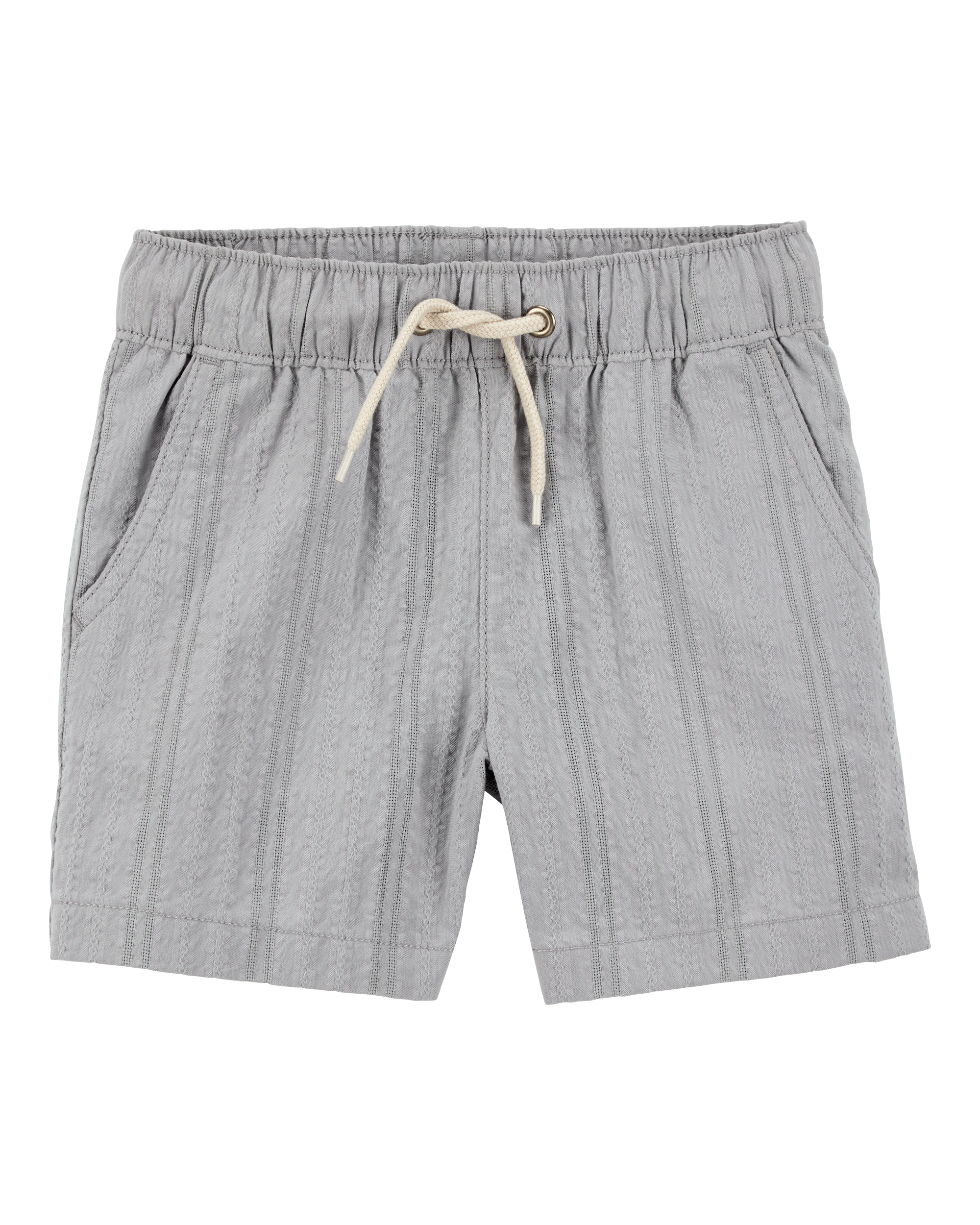 Baby Seersucker Drawstring Shorts - Grey Carter's