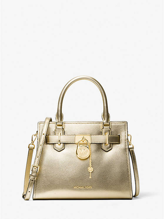 Hamilton Small Metallic Leather Satchel Michael Kors