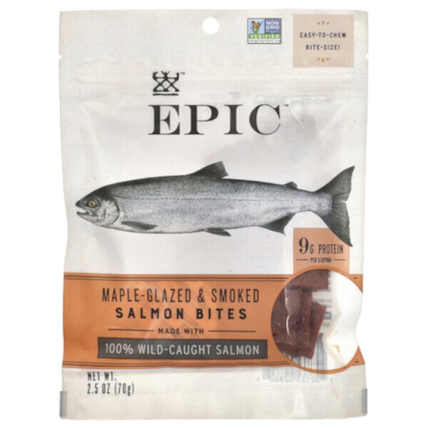 Salmon Bites, Maple Glazed & Smoked, 2.5 oz (70 g) Epic