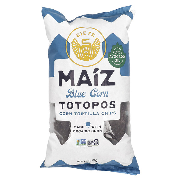 Maiz Totopos Corn Tortilla Chips, Blue Corn, 7.5 oz (212.6 g) Siete