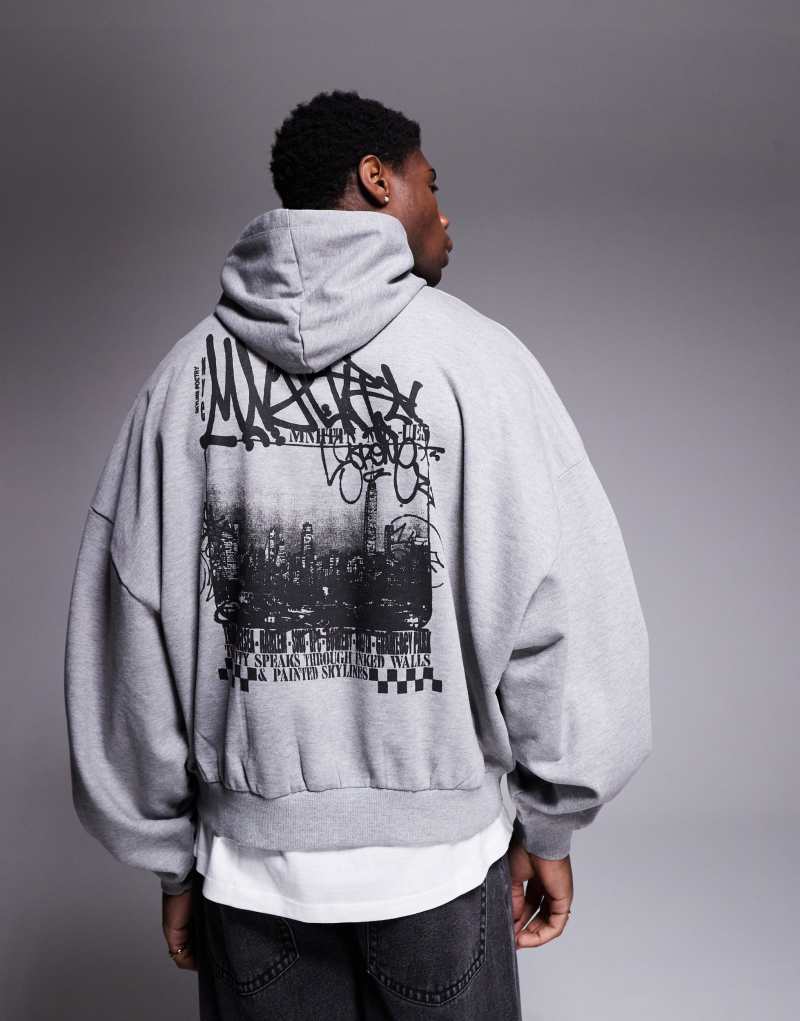 ASOS DESIGN extreme oversized hoodie with skate print in gray heather Asos Design