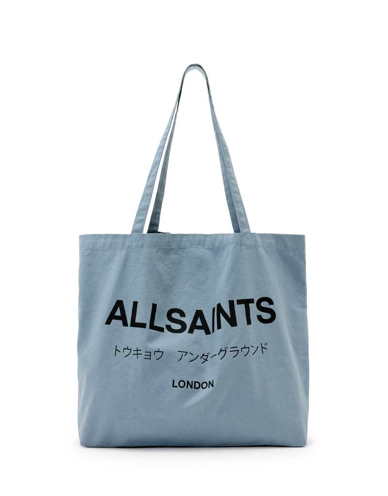 AllSaints Underground unisex shopper tote bag in stonewash blue AllSaints