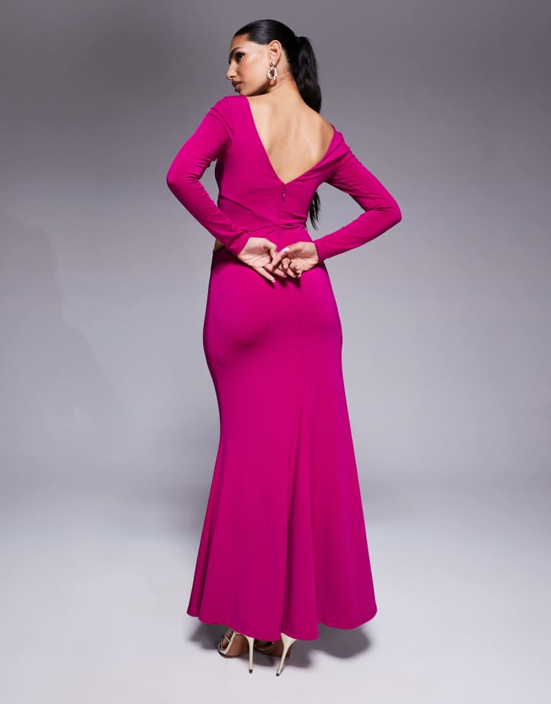 Ever New cut out jersey maxi dress in magenta Ever New