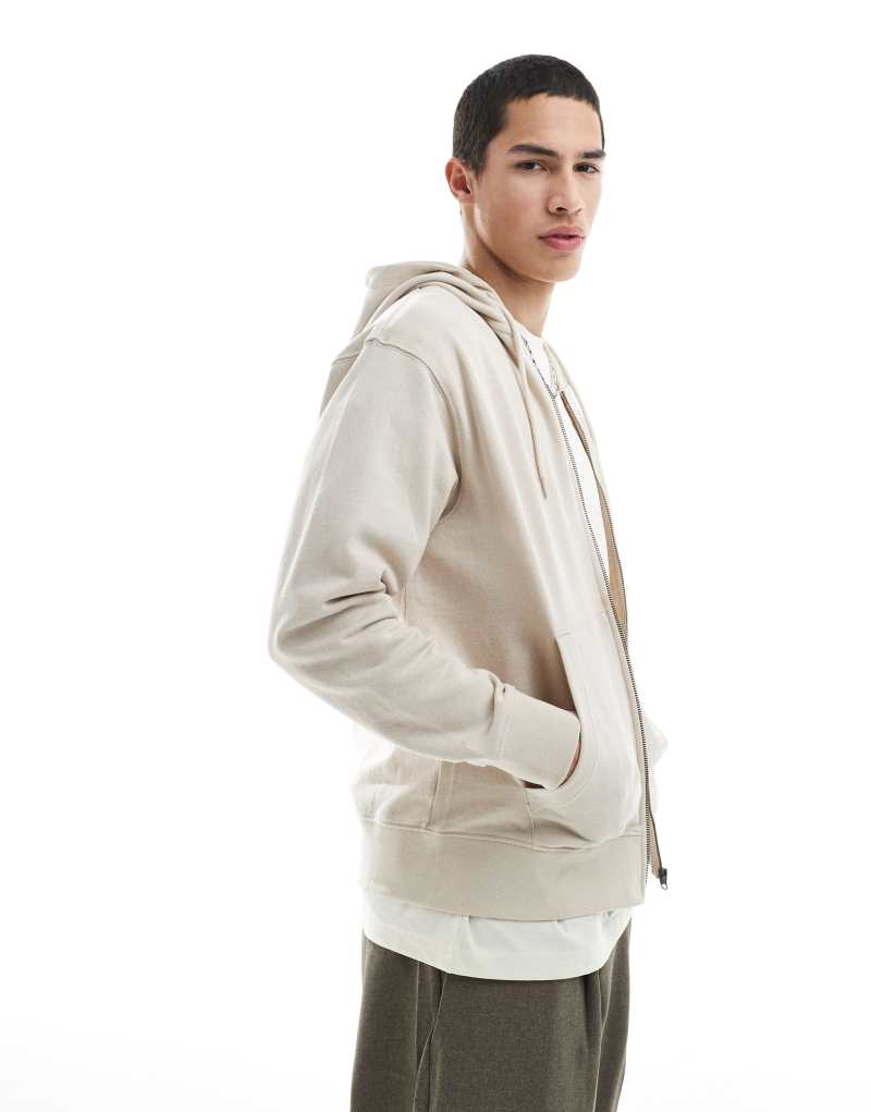 Jack & Jones super oversized zip hoodie in cream Jack & Jones