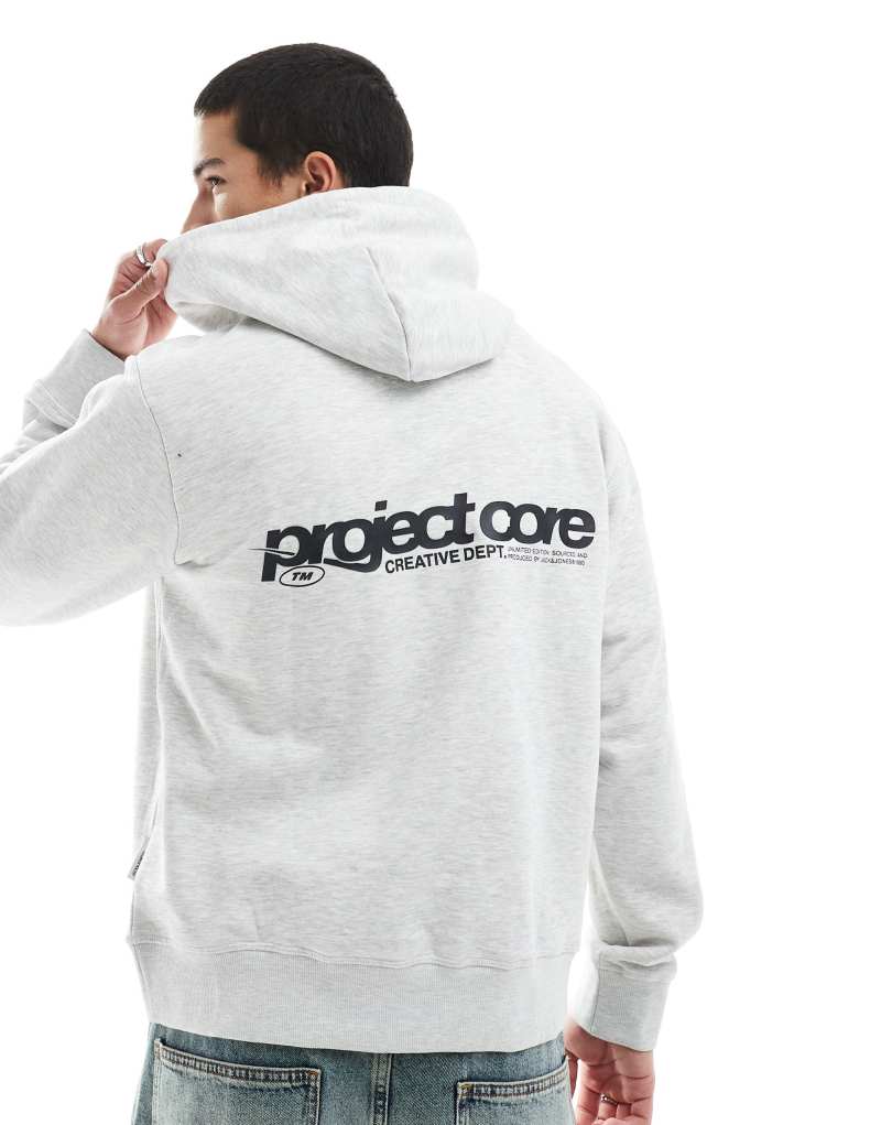 Jack & Jones oversized hoodie with text backprint in gray Jack & Jones