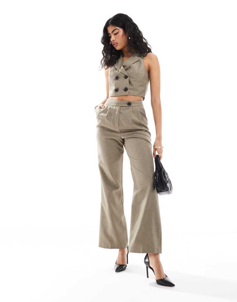 Miss Selfridge tailored wide leg pants in khaki - part of a set Miss Selfridge