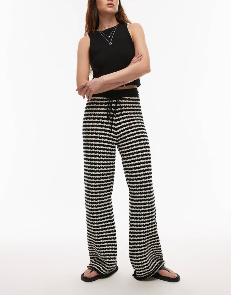 Topshop knit striped pants in mono Topshop