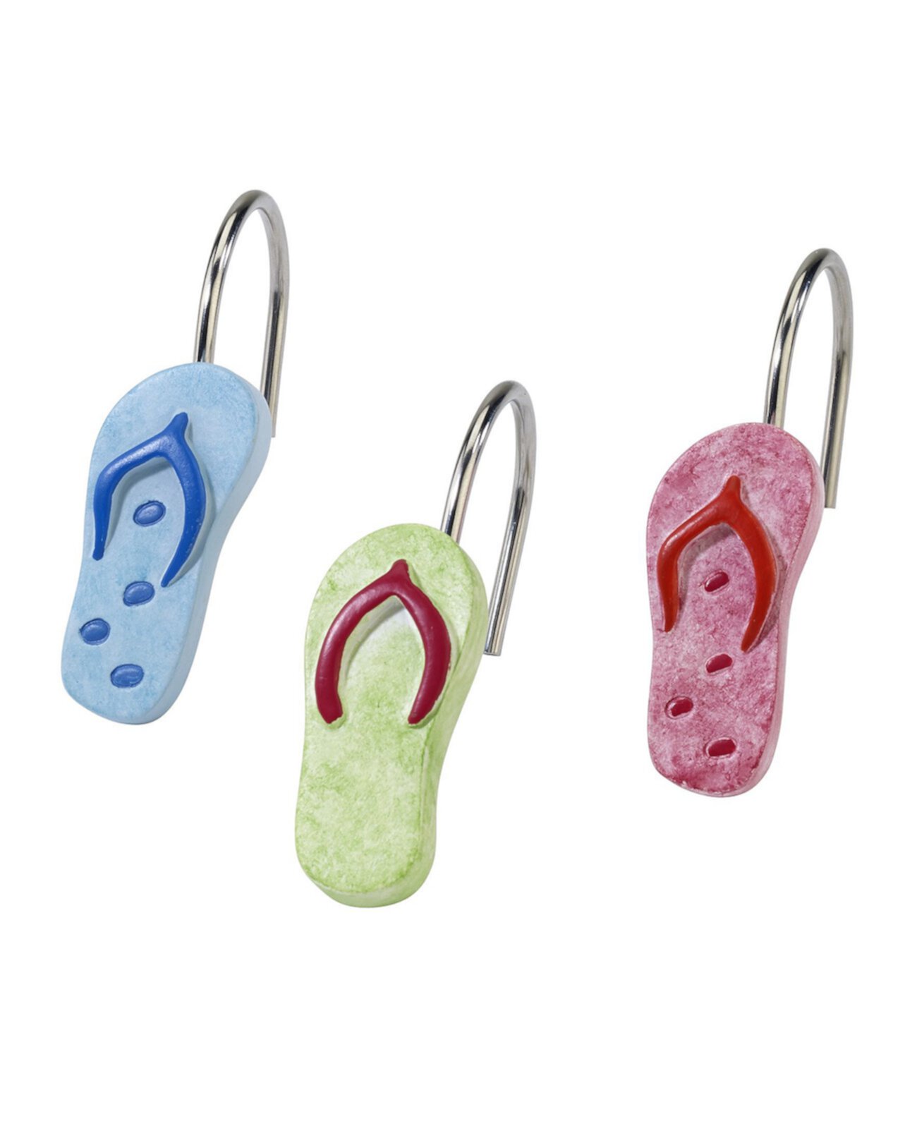 Beach Mode Flip-Flop Motif Printed 12-Pc. Shower Curtain Hooks Avanti