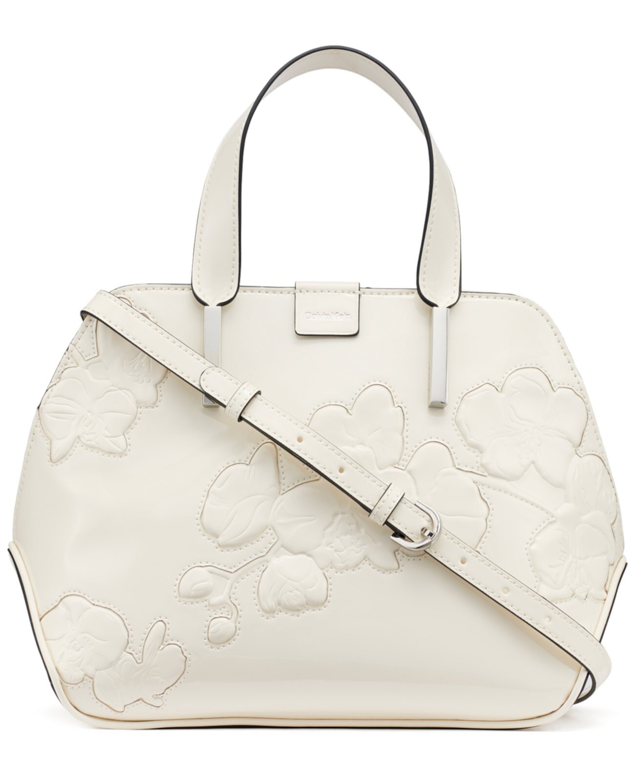 Audrey Floral Emboss Satchel Calvin Klein