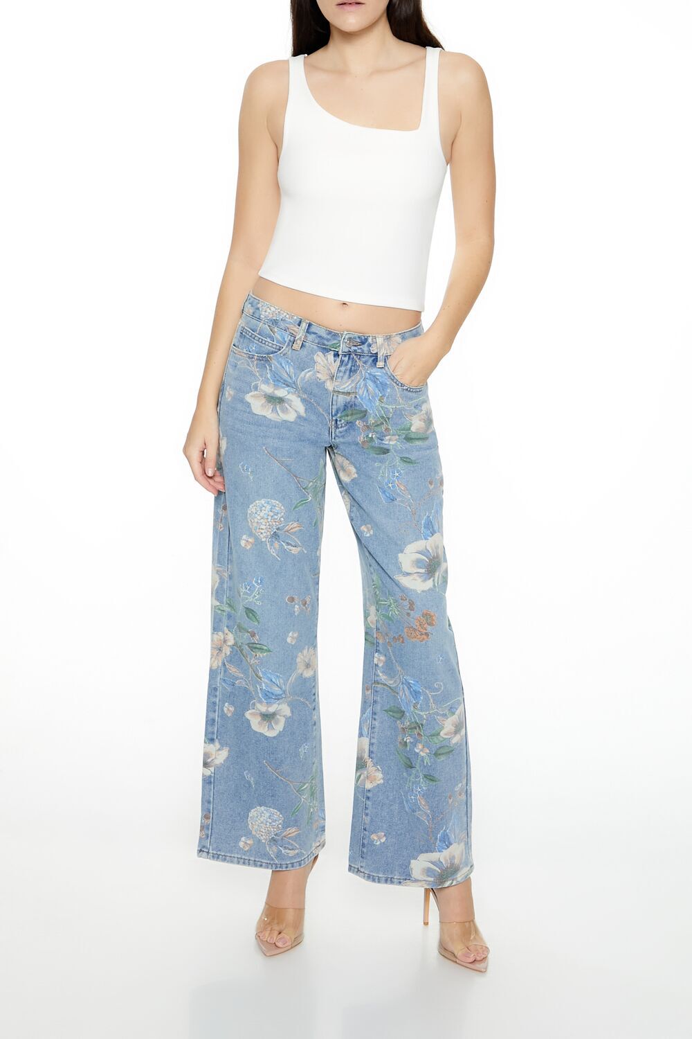 Floral Mid-Rise Baggy Jeans Forever21