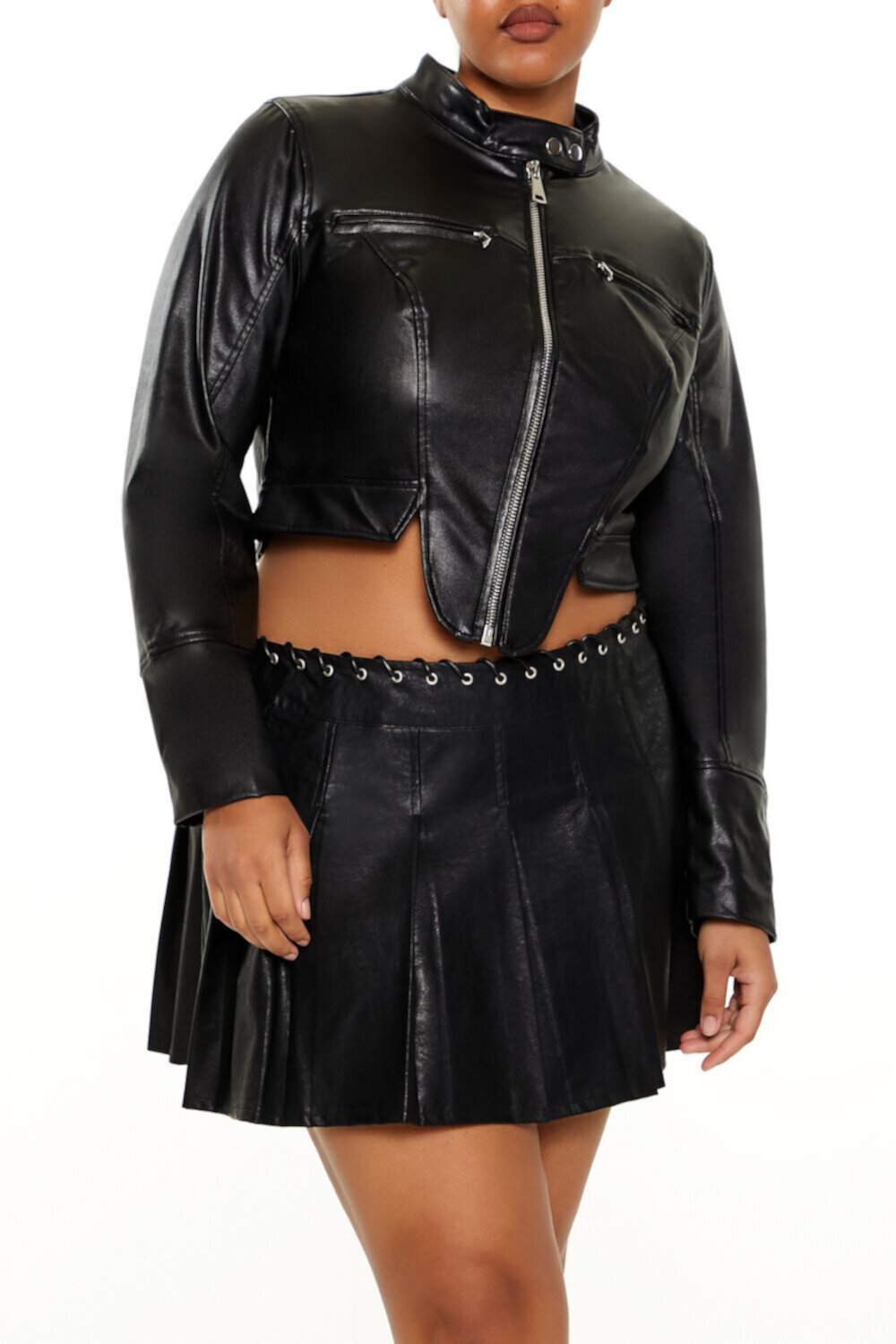 Plus Size Faux Leather Moto Jacket Forever21