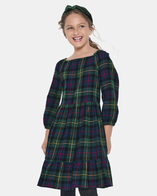 Girls Matching Family Plaid Flannel Tiered Dress The Children`s Place