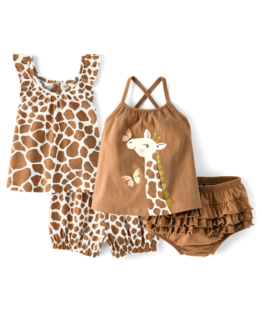 Baby Girls Giraffe 4-Piece Playwear Set The Children`s Place