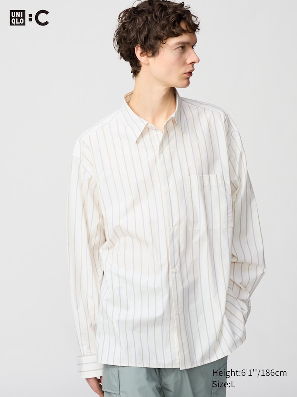 Broadcloth Oversized Shirt | Striped Uniqlo