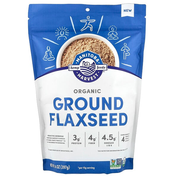 Organic Ground Flaxseed, 14 oz (397 g) Manitoba Harvest