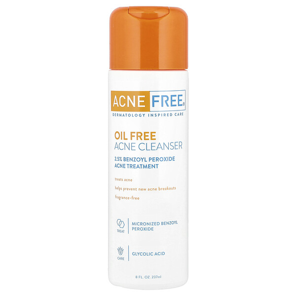 Oil Free Acne Cleanser, Acne Treatment, Fragrance-Free, 8 fl oz (237 ml) ACNE FREE