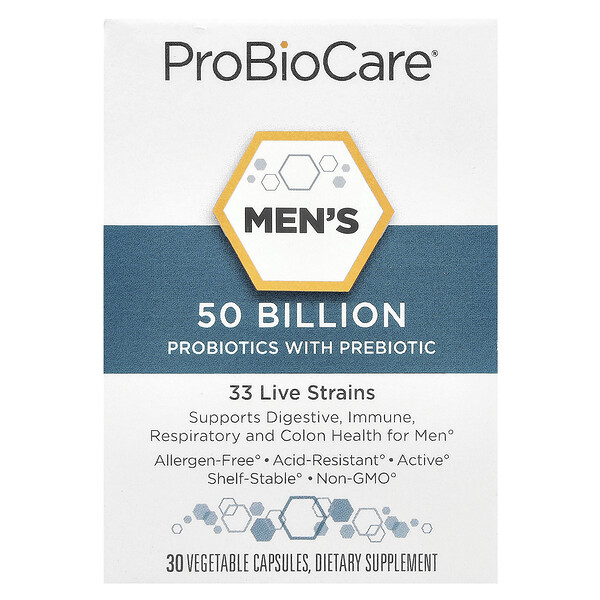 Men's Probiotics with Prebiotic, 50 Billion, 30 Vegetable Capsules ProBioCare