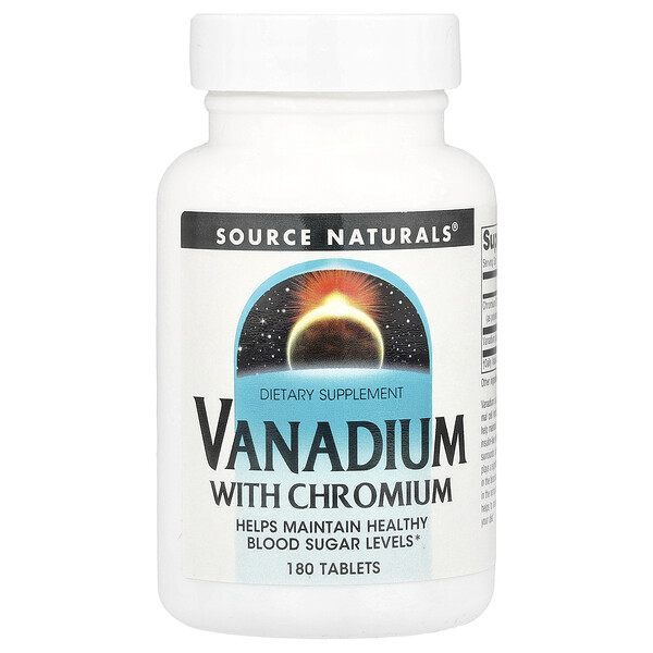 Vanadium With Chromium, 180 Tablets Source Naturals