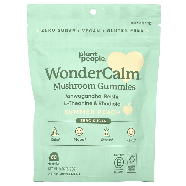 WonderCalm®, Mushroom Gummies, Summer Peach, 60 Gummies Plant People