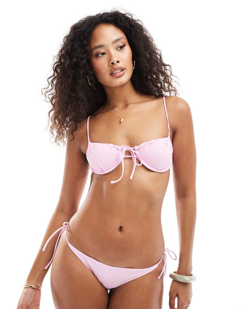 Bershka satin bikini bottoms in pink - part of a set Bershka