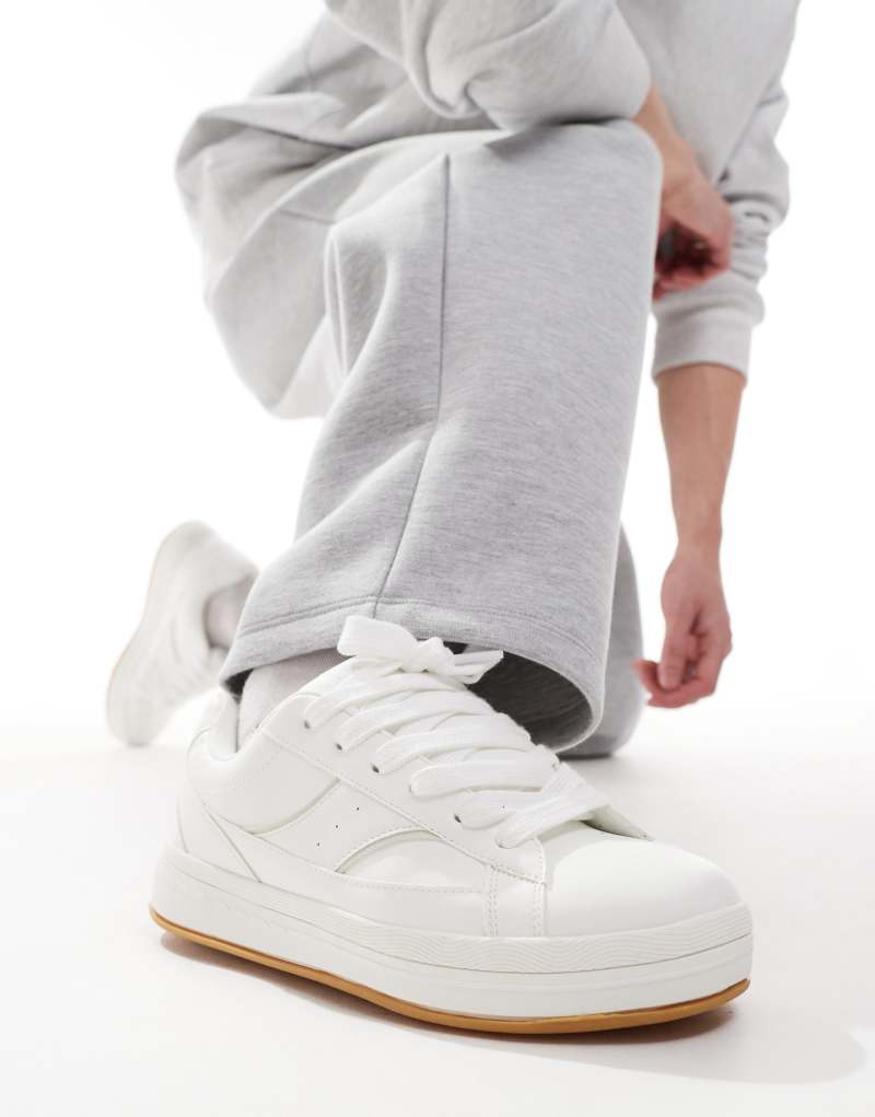 Bershka lace up sneakers in white  Bershka