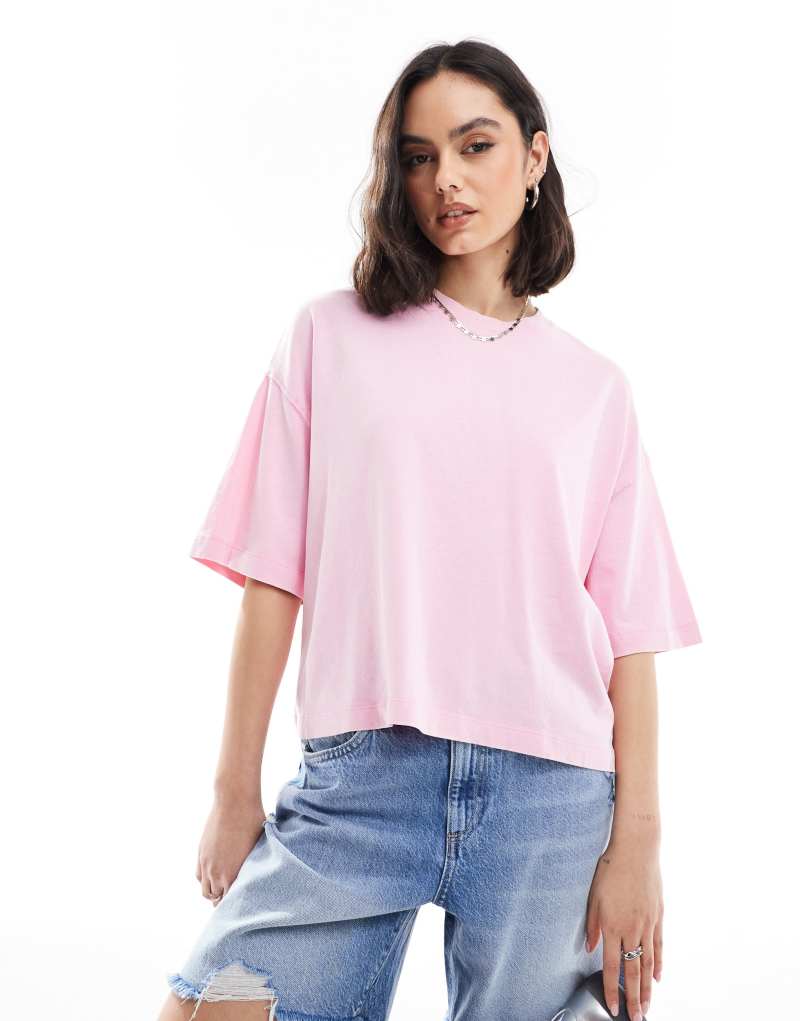 Bershka boxy fit oversized tee in pink Bershka