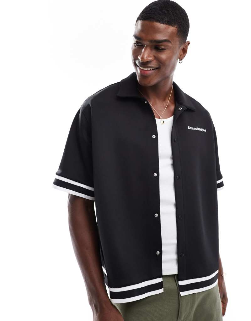 Bershka tipped sleeve shirt in black Bershka