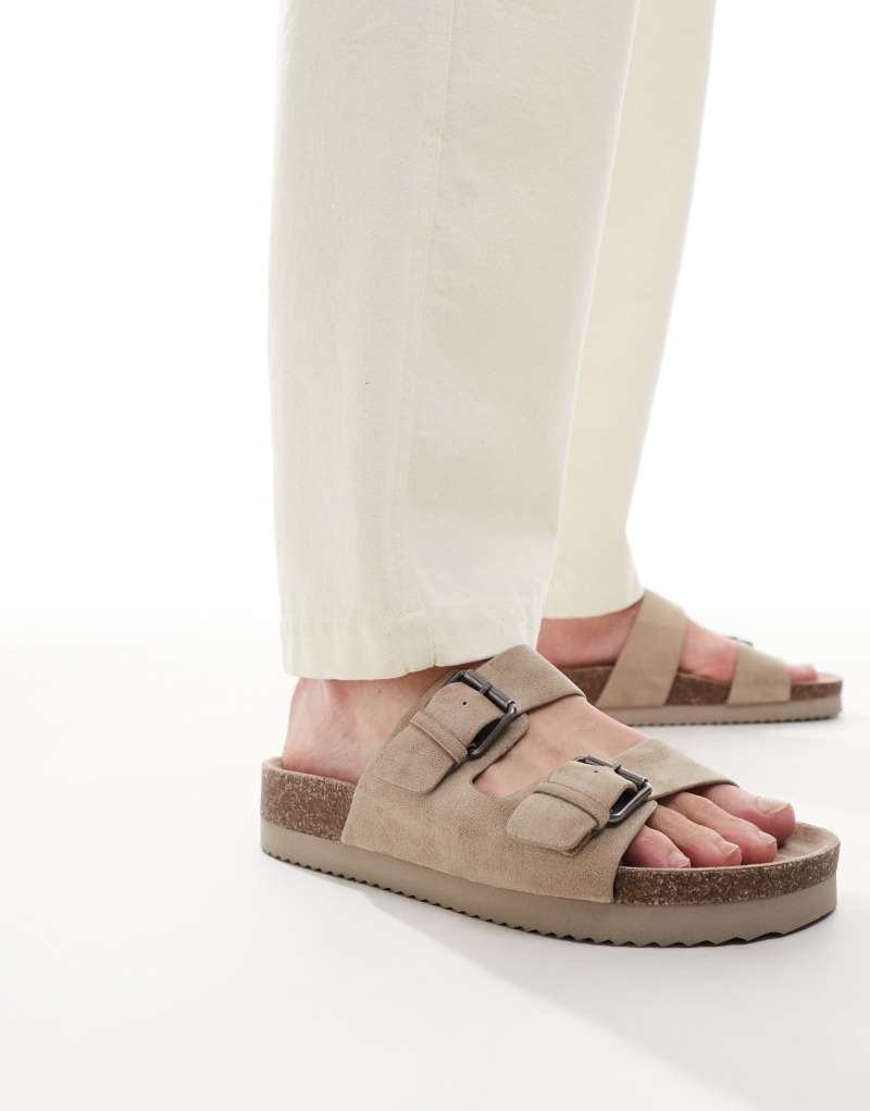 Bershka strap sandals in sand  Bershka