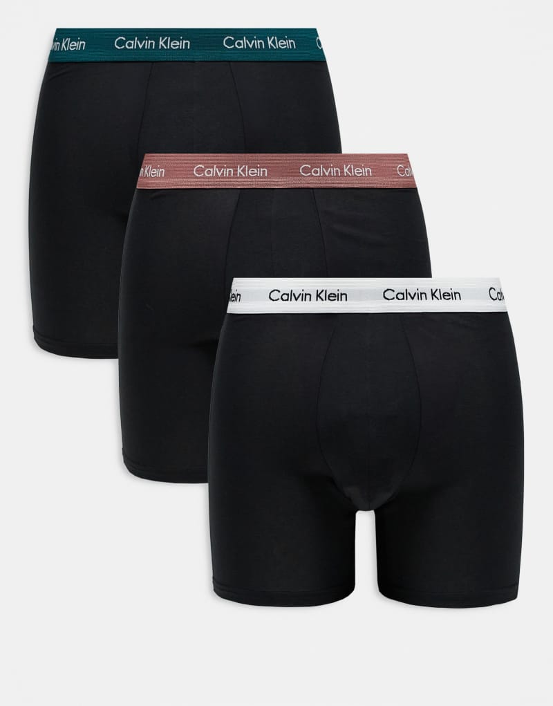 Calvin Klein Cotton Stretch boxer briefs 3 pack in white/teal/mauve Calvin Klein