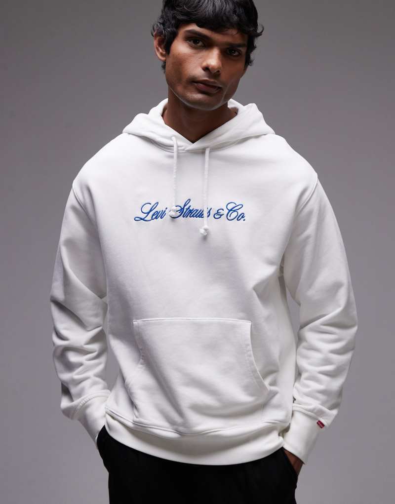 Levi's script embroidered logo hoodie in white Levi's®