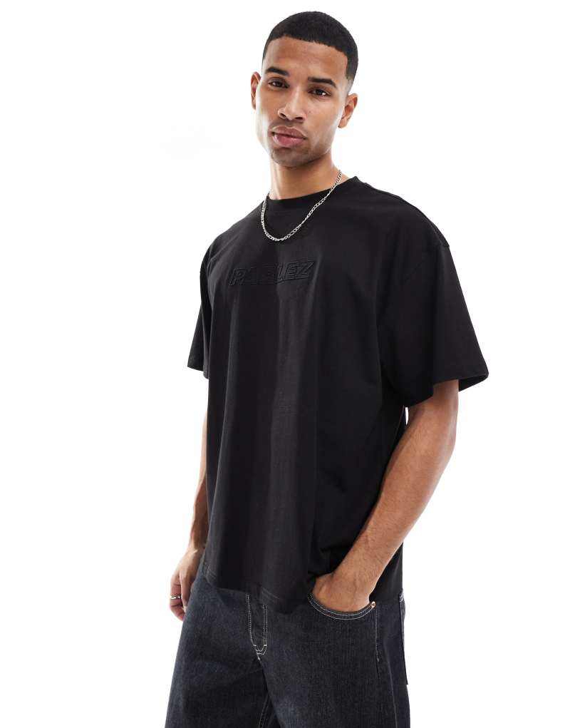 Parlez oversized logo embroidery t-shirt in black Parlez