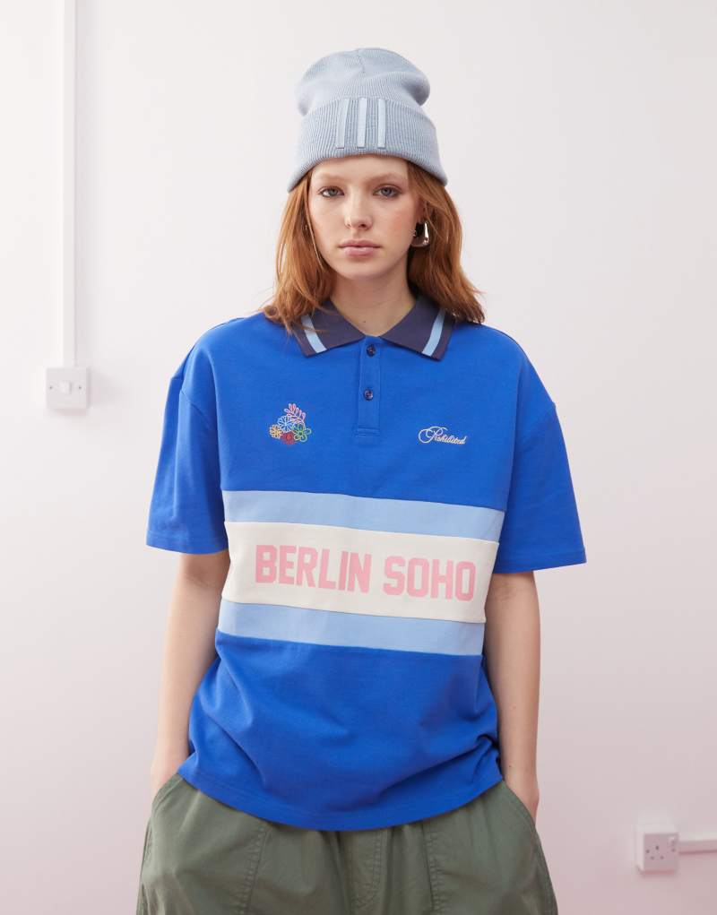 Prohibited soho vintage polo shirt in blue Prohibited