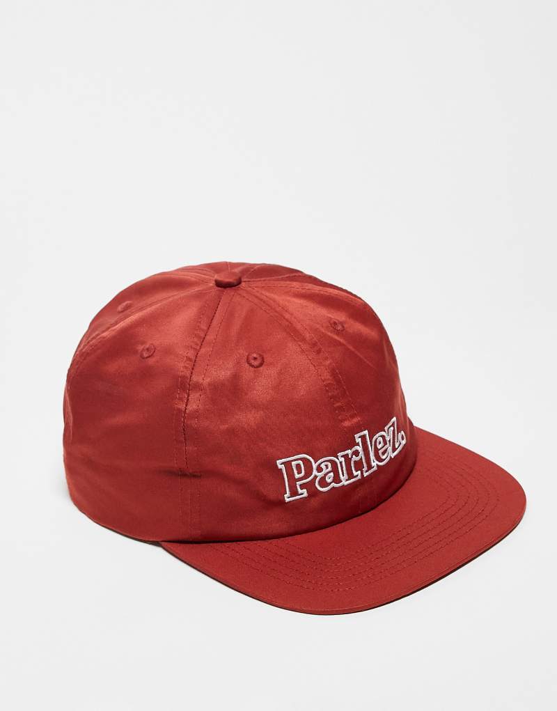 Parlez Brade 6-panel logo nylon cap in coral Parlez