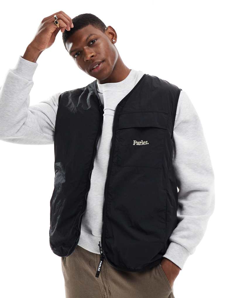 Parlez Amisk reversible vest in black Parlez