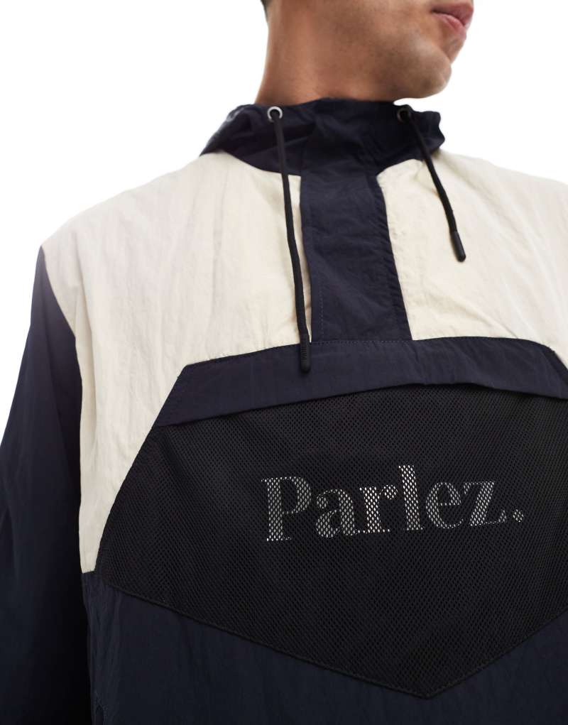 Parlez logo overhead windbreaker jacket in color block Parlez