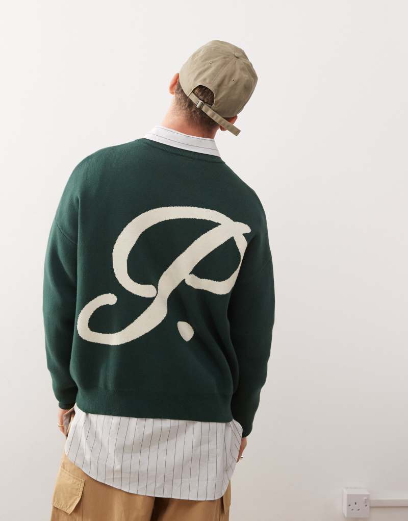 Prohibited knit sweater with back logo detail in green Prohibited