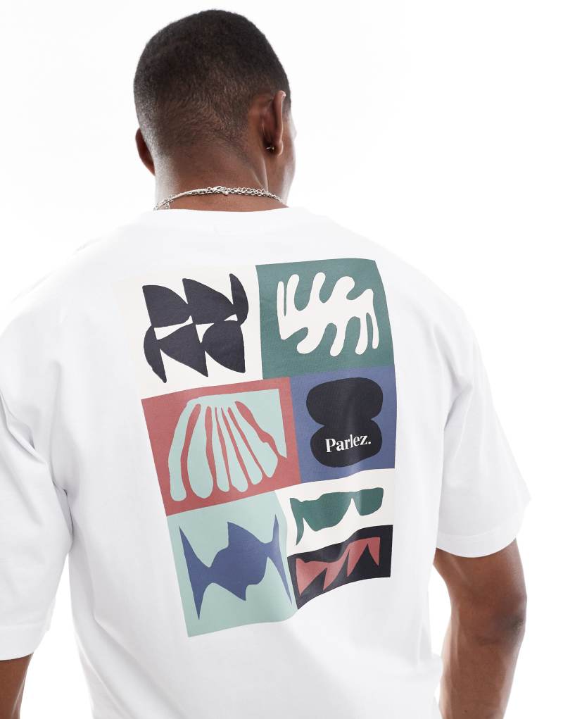 Parlez Stallo short sleeve logo t-shirt with back print in white Parlez