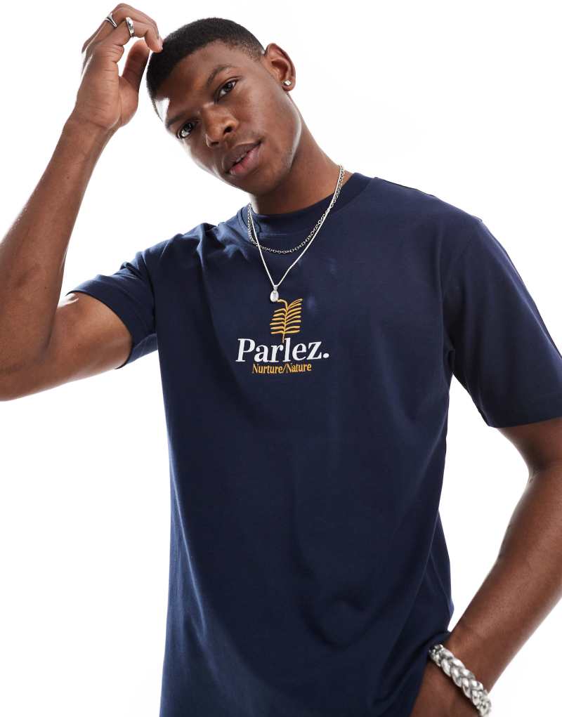 Parlez Nurture logo t-shirt in navy Parlez