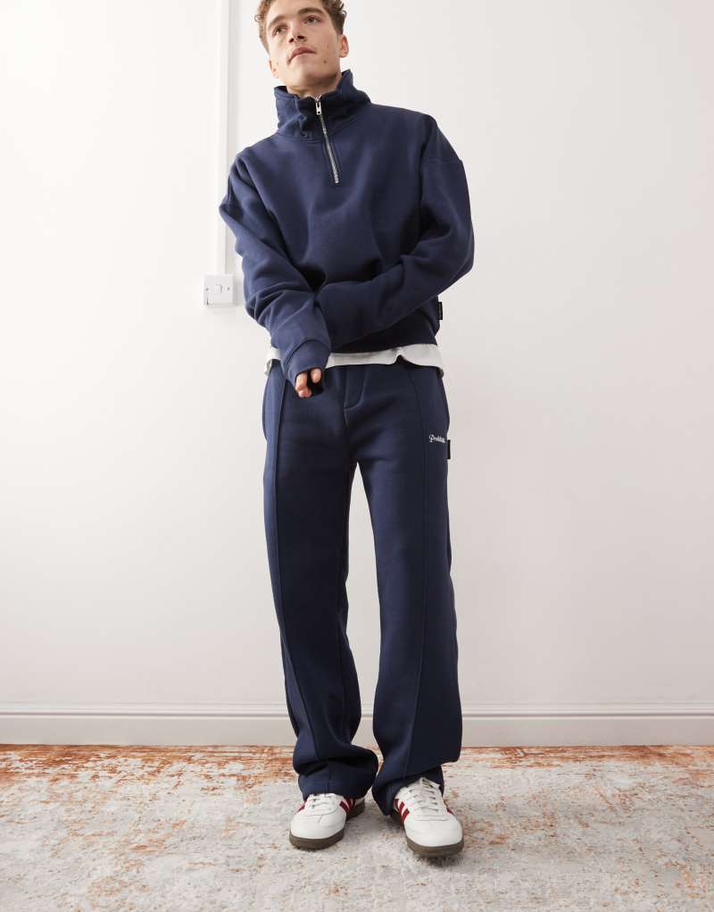 Prohibited logo straight leg sweatpants in navy - part of a set Prohibited