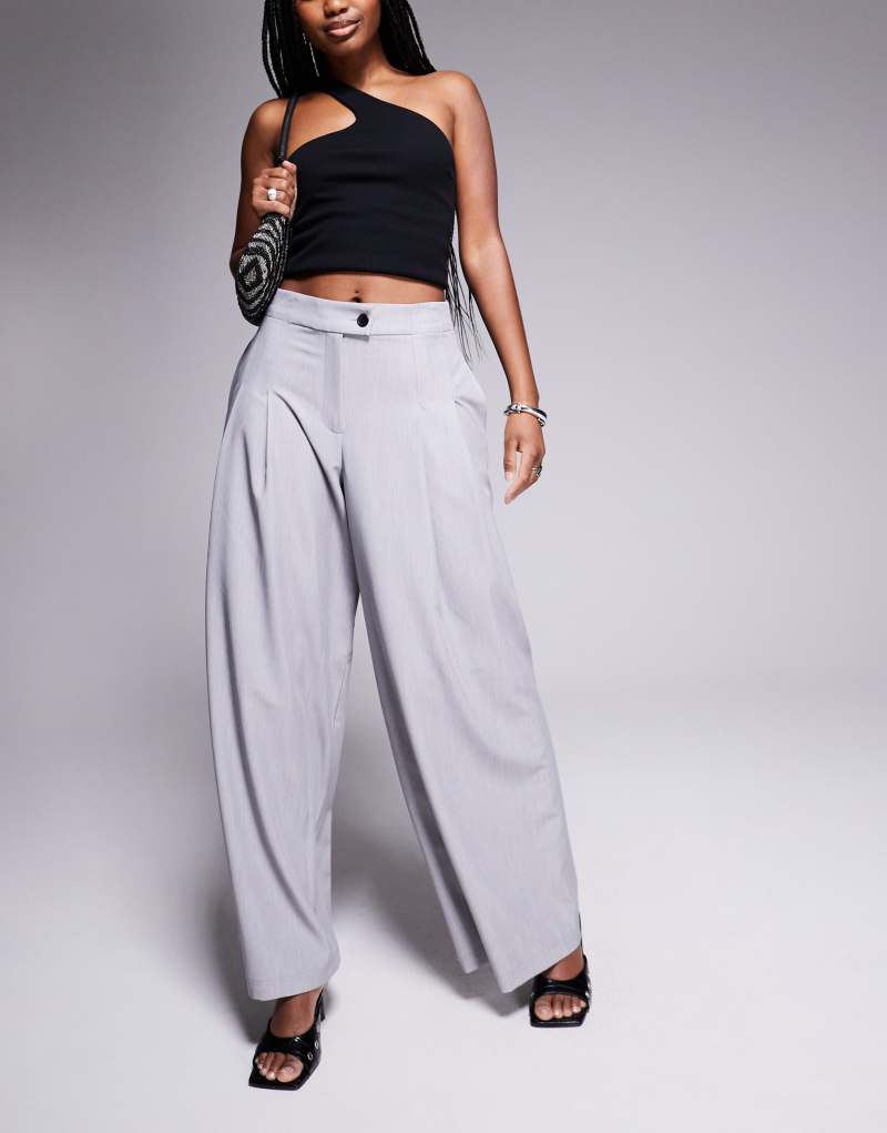 River Island wide leg pants in gray River Island