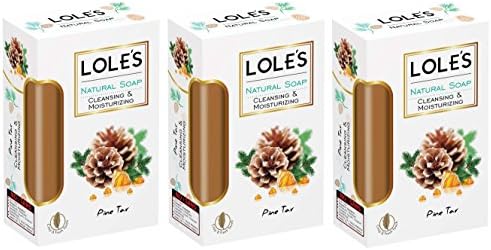 LOLE'S Luxury Pure Natural Soap, Pine Tar Beauty Soap Bar, Cleansing ,Moisturizing Face and Body Care ,Pack of 3 (5.2 ounces each) LOLE'S