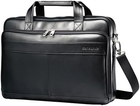 Samsonite Leather Slim Briefcase, Black, 16 Inch Samsonite