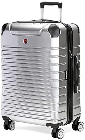 SwissGear 7782 Hardside Expandable Luggage with Spinner Wheels, Silver, Carry-On 20-Inch SwissGear