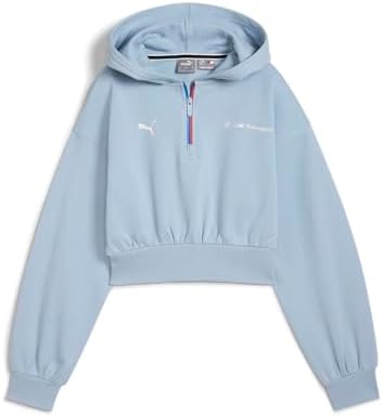 PUMA Women's Standard BMW M Motorsport Essentials Half-Zip Hoodie, Blue Wash SS25, Large Puma