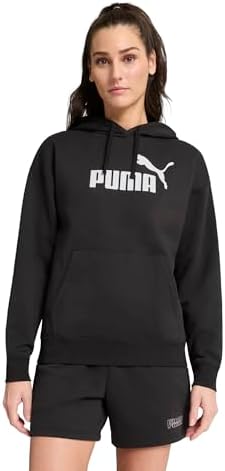 PUMA Women's Essentials Logo Fleece Hoodie (Available in Plus Sizes), Black SS25, Medium Puma