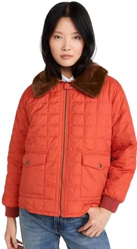 Reversible Logger Puffer in Poppy and Amber by THE GREAT. FALL 24 TGO The Great