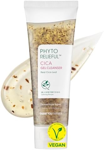 THANKYOU FARMER Phyto Relieful Cica Gel Cleanser - Real Cica Leaf, Vegan, Anti-Acne, pH-Balancing, Centella Asiatica for Soothing, Day & Night Korean Face Cleanser 4.22 Fl oz Thankyou Farmer